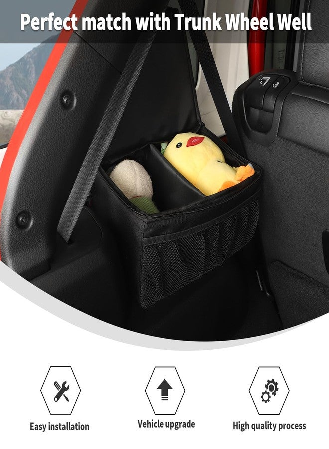 Linskip for 2024-2025 Jeep Wrangler Storage Trunk Organizer, Wheel Well Storage Bag Compatible with 2024 2025 Jeep Wrangler JL, Bolted Straps-Grid Organizer-Mesh Cargo Net-Multi Compartment - Image 5